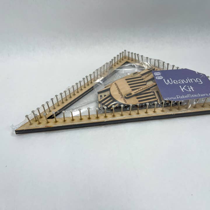 Art by Erica H & Rebel Stitchers - Wholesale DIY Craft Kit - Small - Handmade Triangle Pin Loom Kit - Compact, Portable