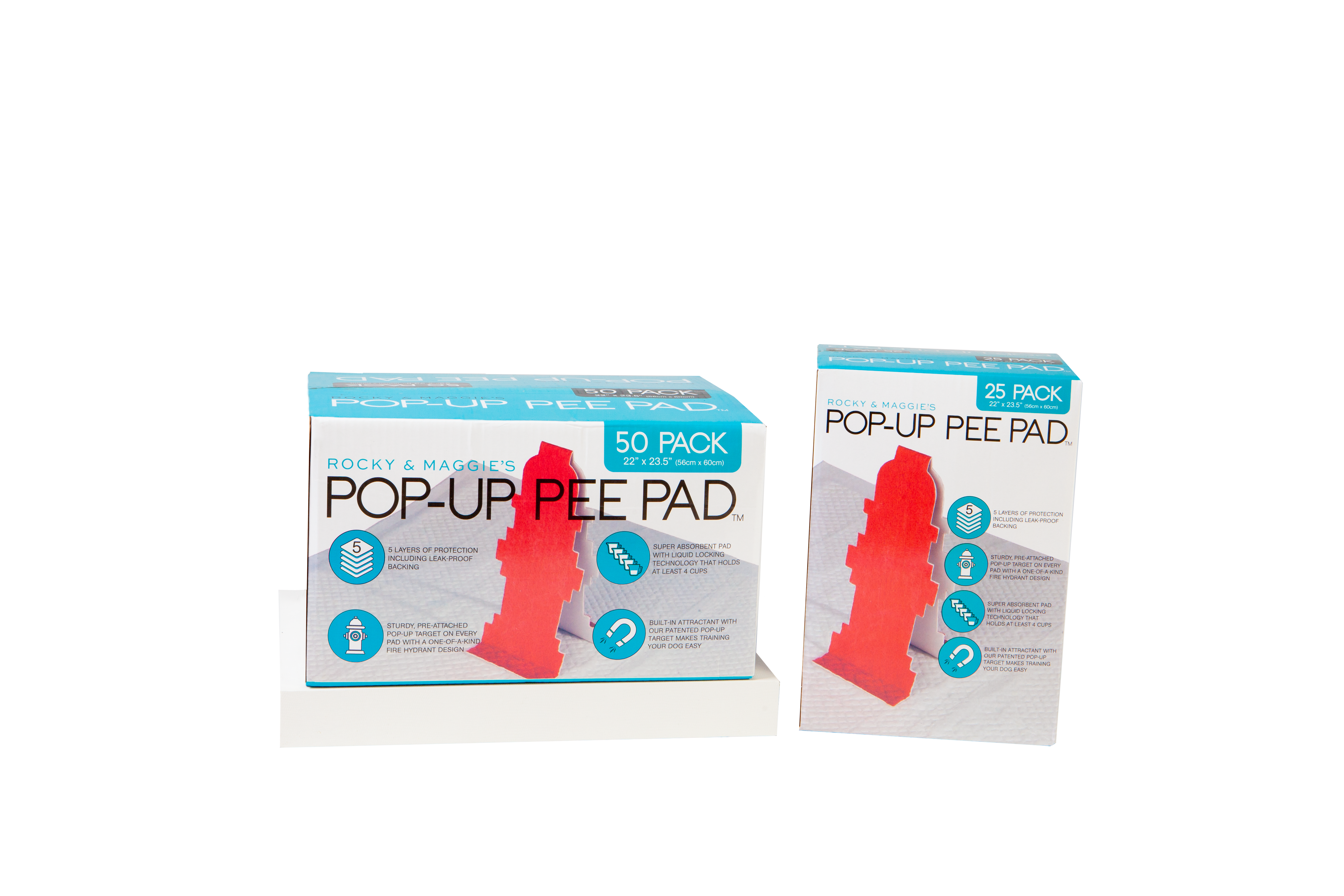 Rocky and Maggies Pet Products, Inc – Engroshandel Rengøringsartikler til kæledyr – Pop-Up Tisseunderlag® med Brandhane Mål, 25 underlag/æske2