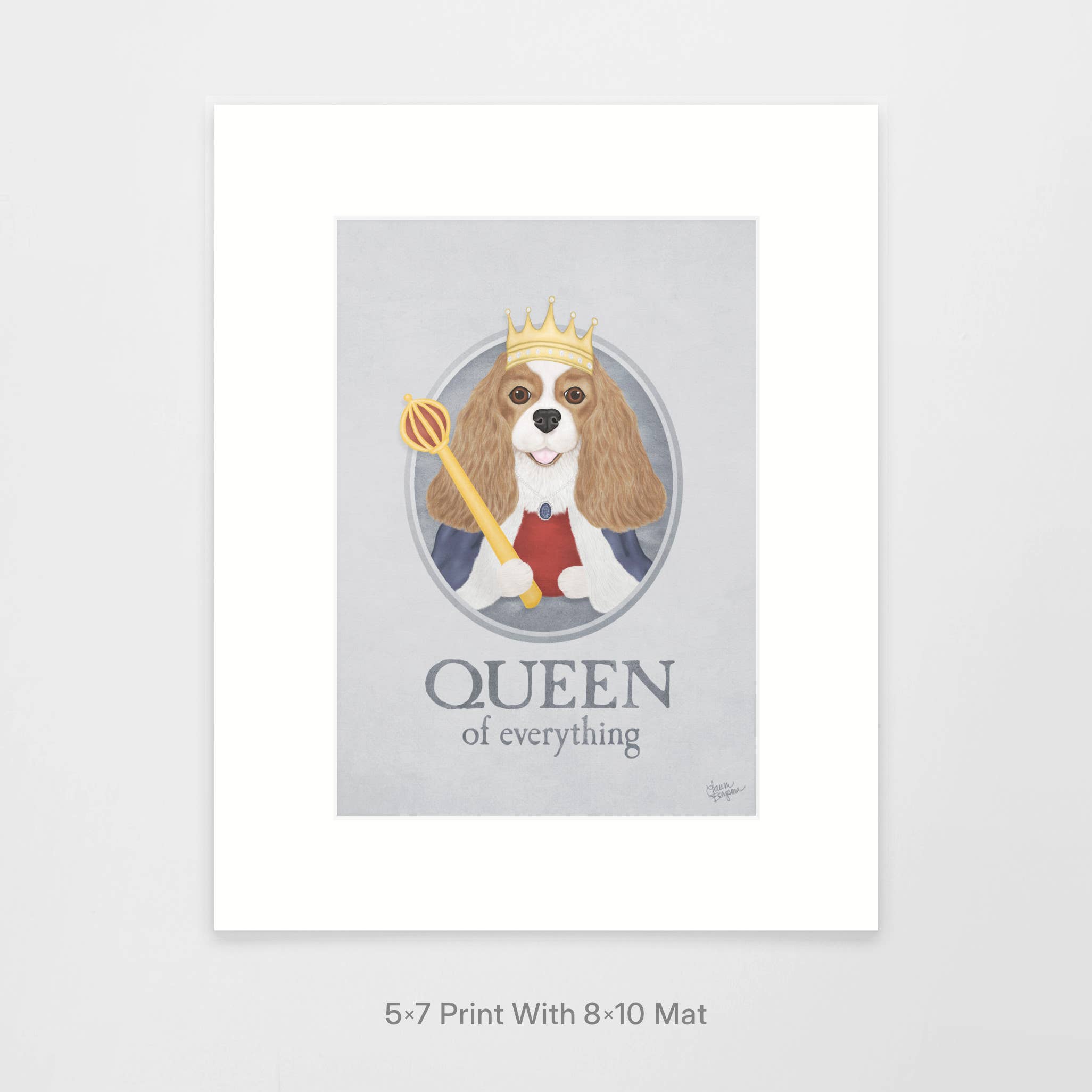 Laura Bergsma Studio – wholesale Konsttryck – Cavalier King Charles Spaniel hund konsttryck, drottning0