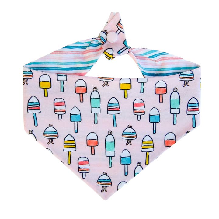Pink Buoys Reversible Tie On Dog Bandana for Summer for wholesale by Winnie and the Hound