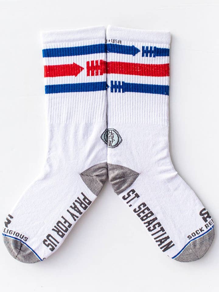 St. Sebastian - Patron of Athletes Kids Socks for wholesale by Sock Religious