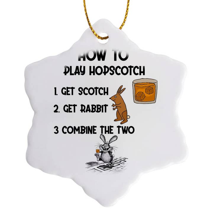 3dRose - Wholesale Ornament - 3dRose, Funny How to Play Hopscotch Satire Drinking Scotch, Ornament7