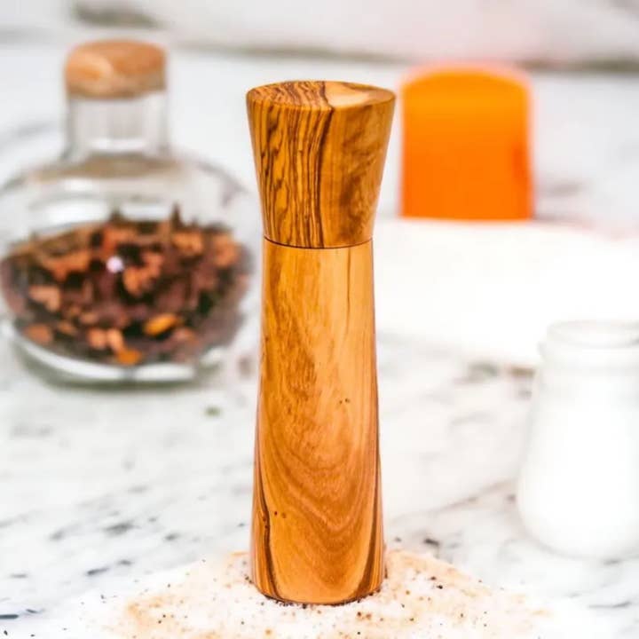 Modern Olive Wood Salt & Pepper Mill for wholesale by J&M Homewares