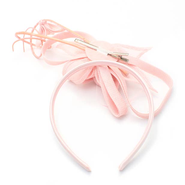 Inca UK - Wholesale Fascinator Hat - Women's - Pink Sinamay flower fascinator with quills