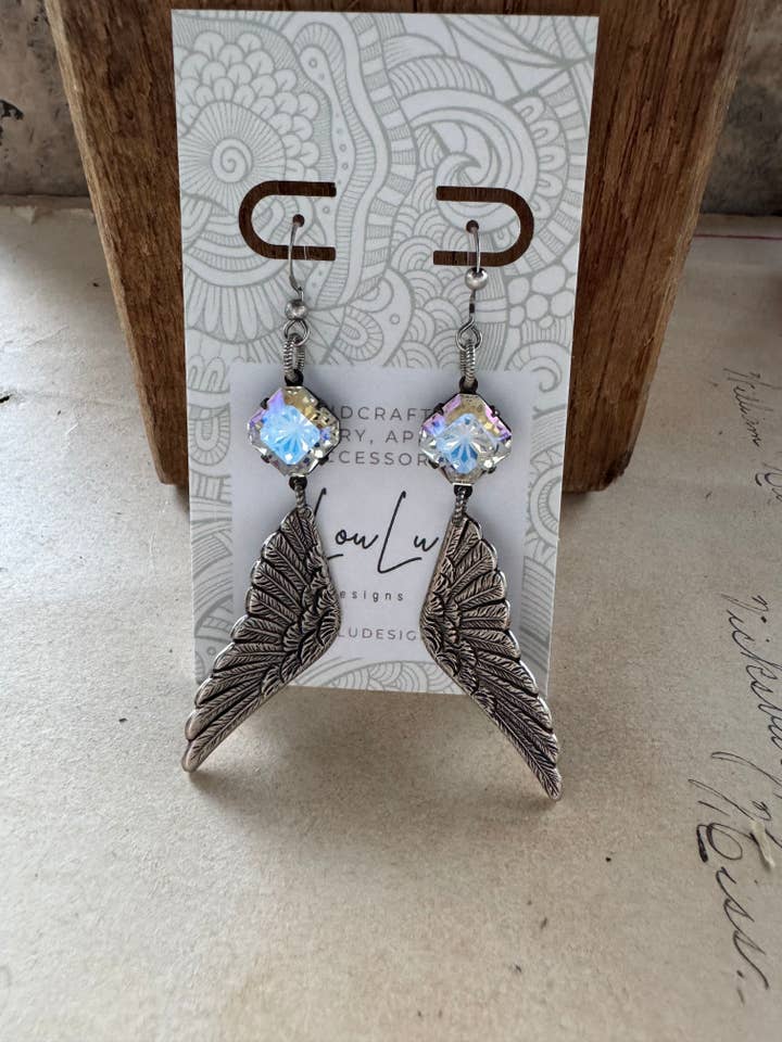 Angel Wing Crystal Drops for wholesale by Loulu Designs