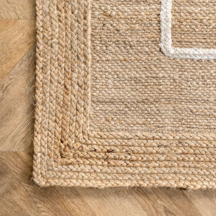 Ivory Elemore Geometric Jute Area Rug for wholesale on Faire