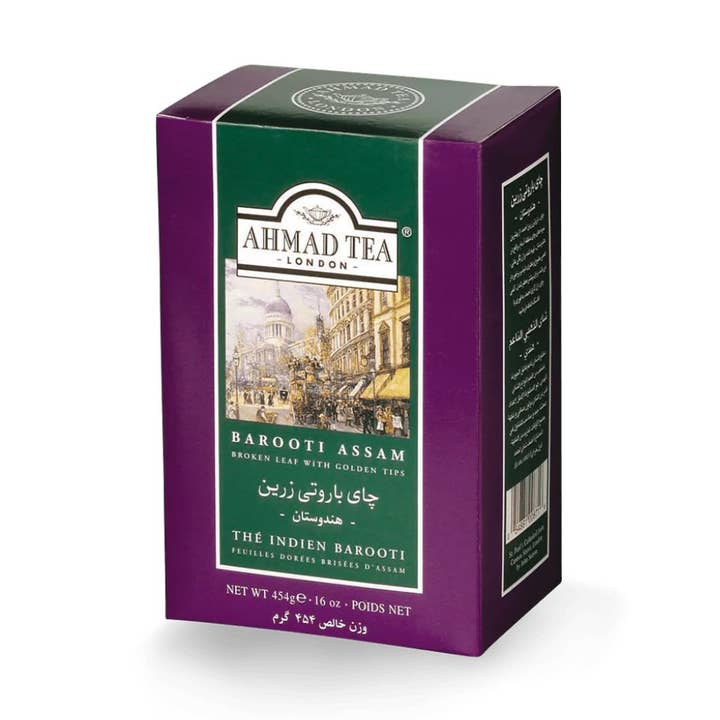 Ahmad Barooti Assam Loose Leaf Black Tea in Paper Carton 16oz/454g for wholesale by Enjoy Better Coffee & Tea