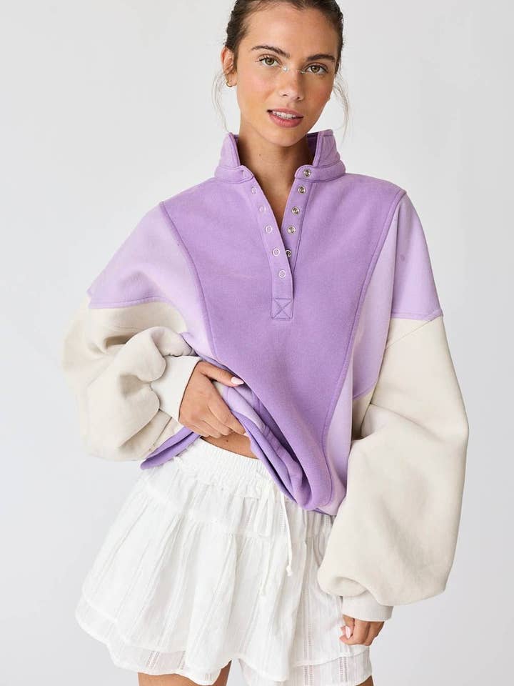 Lavender Color Block Sweatshirt for wholesale by Pretty Little Patriot LLC