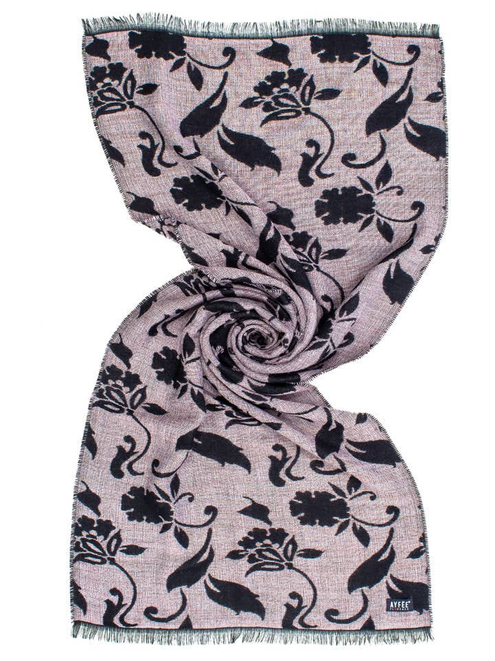 JACQUARD FLOWER STOLE 50%PC 38%MD 8%WO 4%WP MADE IN ITALY for wholesale by Ayfee