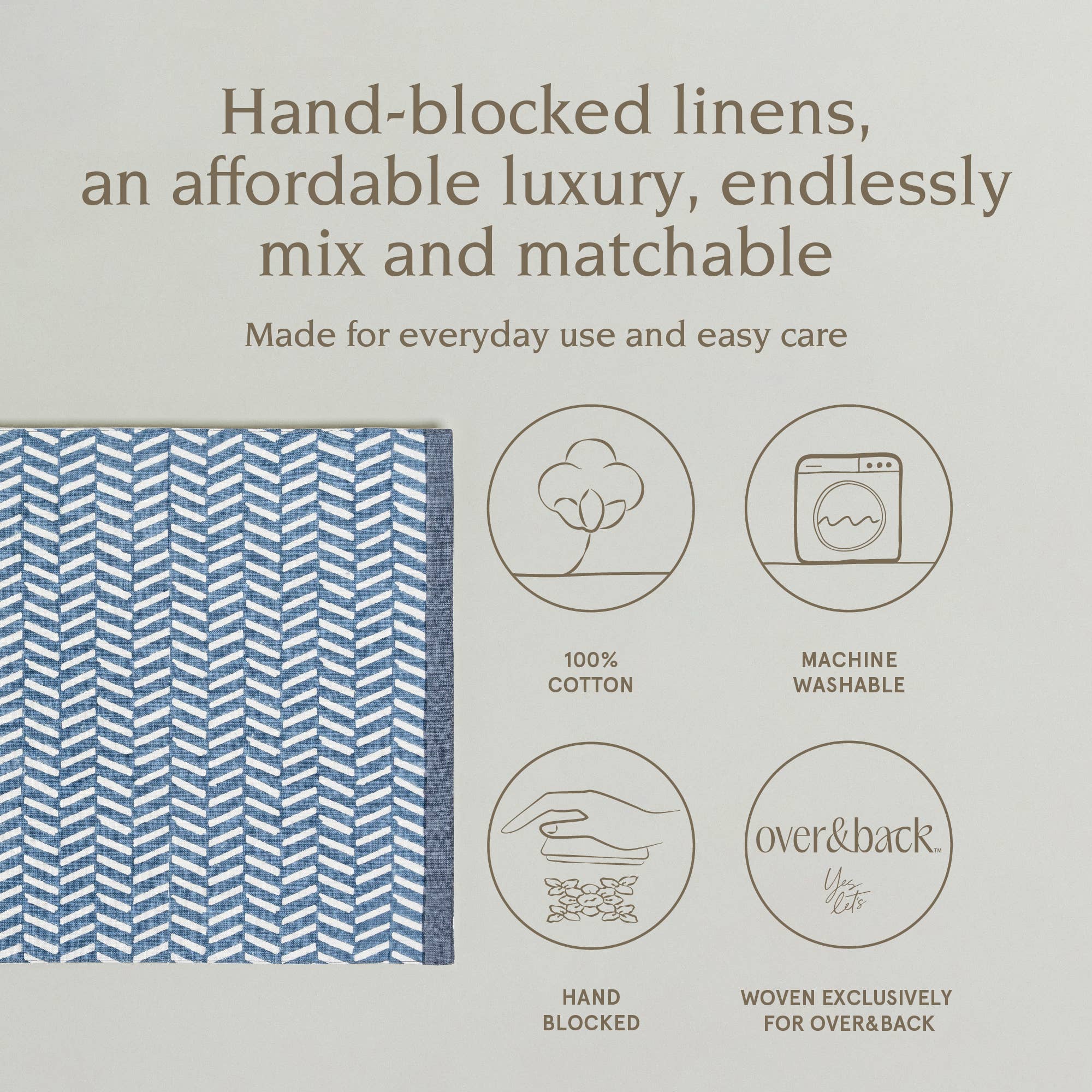 over&back - Wholesale Placemat - Artisan Hand-Blocked Placemats – 100% Cotton – Set of 458