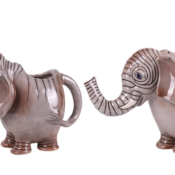 Blue Sky Clayworks - Wholesale Decorative Tabletop Object - Elephant Creamer and Sugar - Handmade Ceramics