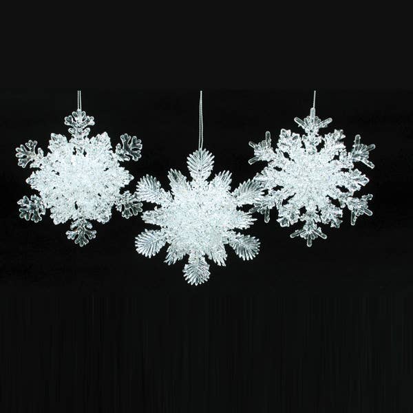 Kurt S. Adler, Inc. - Wholesale Ornament - 4.5"PLASTIC SNOWFLAKE ORNAMENT W/LOOP 3/A1