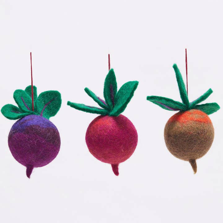 rockflowerpaper - Wholesale Ornament Set - BEETS Felt Ornaments - 3 pc assortment