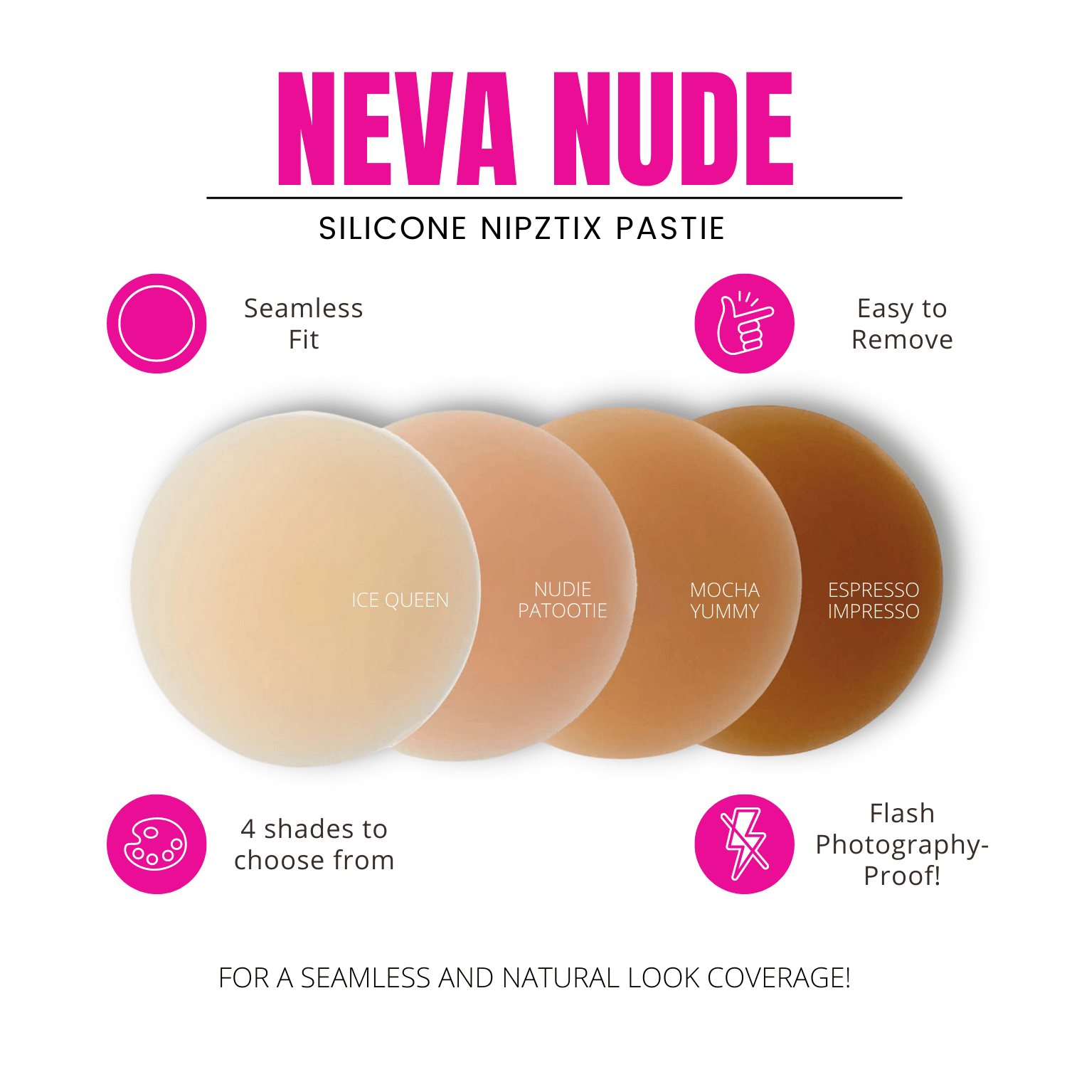 Nudie Patootie Nude Skin INVISIBLE REUSABLE Silicone Nipple Cover Pasties for wholesale on Faire5