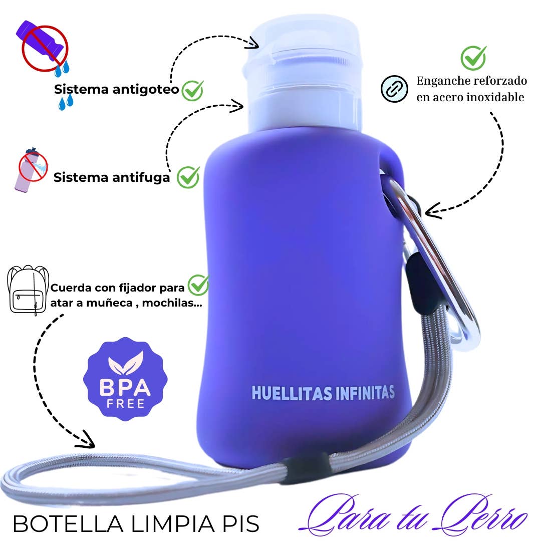 HUELLITAS INFINITAS – Material de limpeza para animais de estimação por atacado – Frasco de limpeza de xixi roxo1