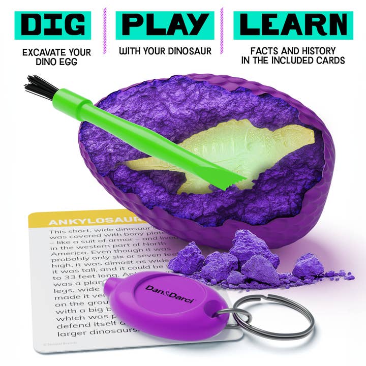 Dan&Darci - Wholesale Classic Toy - Kids - Glow in The Dark Dino Eggs Dig Kit for Kids