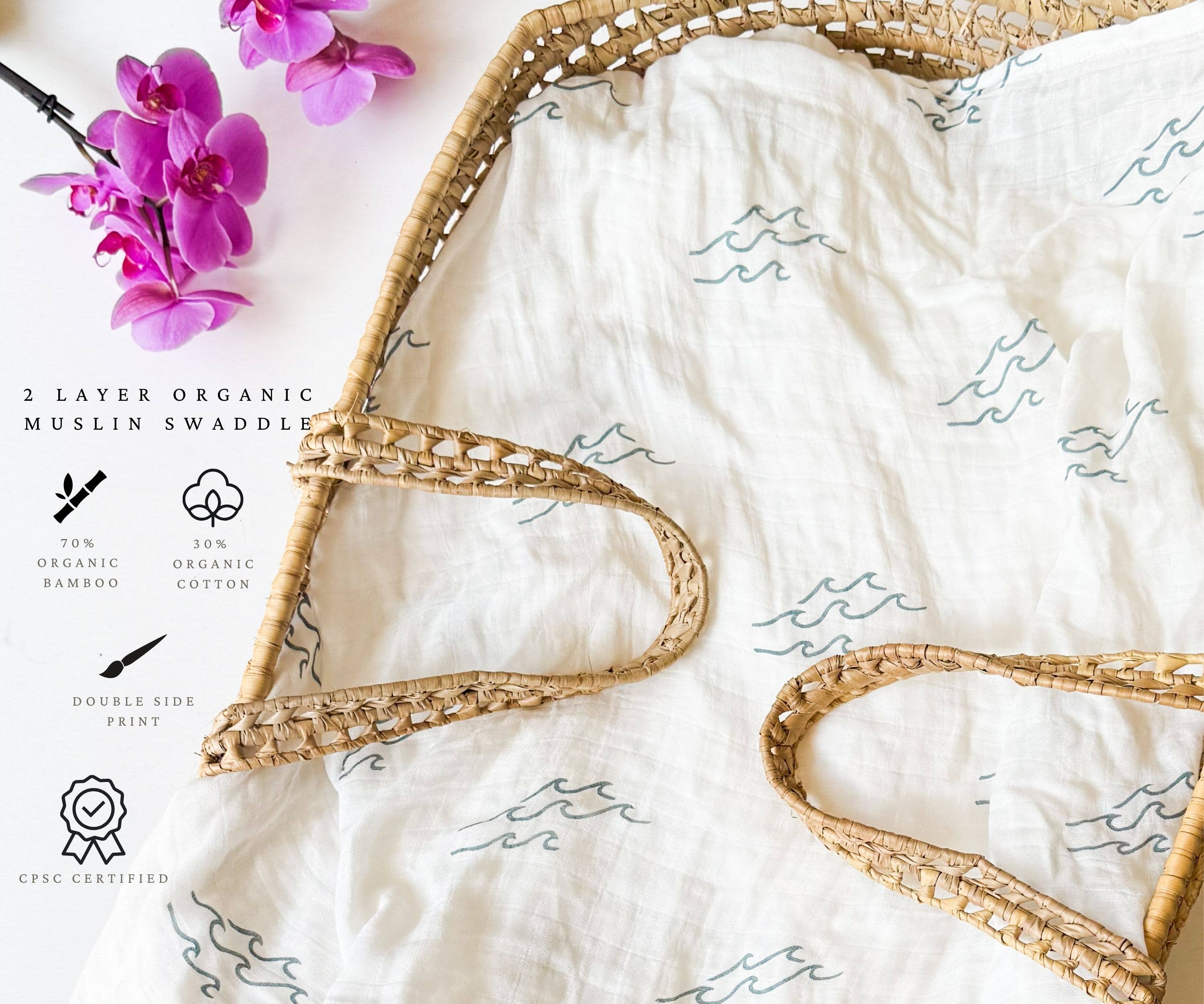Coca + B.™ - Wholesale Milestone Blanket - Kids & Baby - Organic Wave Baby Swaddle | Coastal Nursery Decor 5