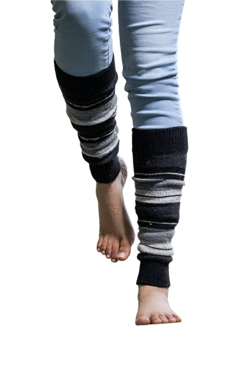 Sierra Socks - Wholesale Legwarmers - Women's - Girl's Stripe Lambswool Knee Hi Leg Warmers W4244