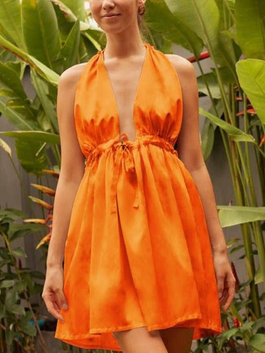 Pheme Halter Silke Minikjole - Mandarin for engroshandel hos AMARIS - Sustainable Womens Resortwear