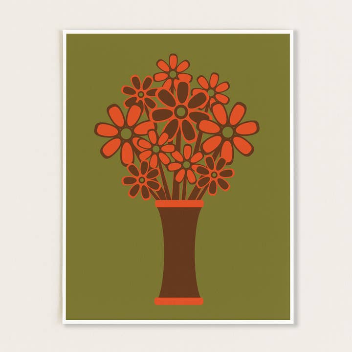 GiGi Thomas Designs - Wholesale Art Print - Brown Vase Orange Flowers Print1