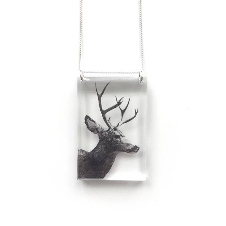Black Drop Designs - Wholesale Pendant/Charm Necklace - Tall Deer Necklace