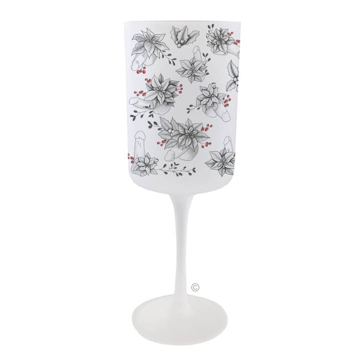 Festive Floral Willies Wine Glass for wholesale by Risqué Gifts