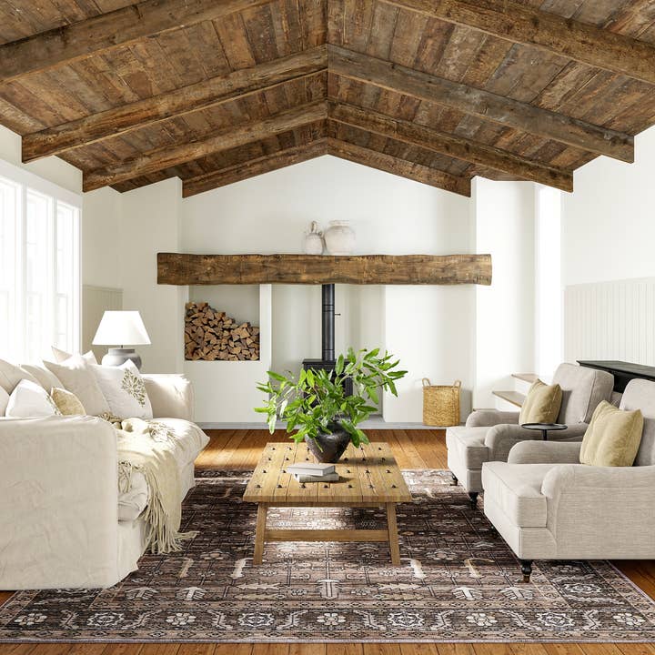 Taupe Redwood Vintage Machine Washable Area Rug for wholesale on Faire