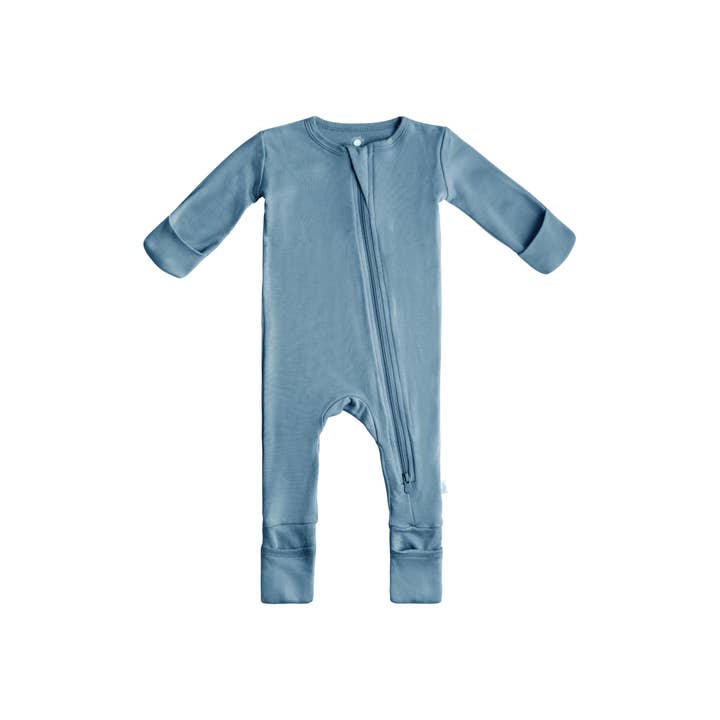 Dreamland Baby - Wholesale Sleepsuit - Baby - Baby Bamboo Pajamas w/ DreamCuffs® - Ocean Blue