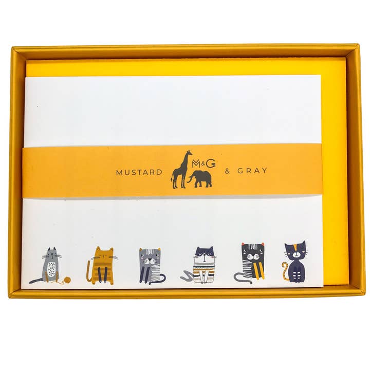 Cats Notecard Set for wholesale by Mustard & Gray Ltd