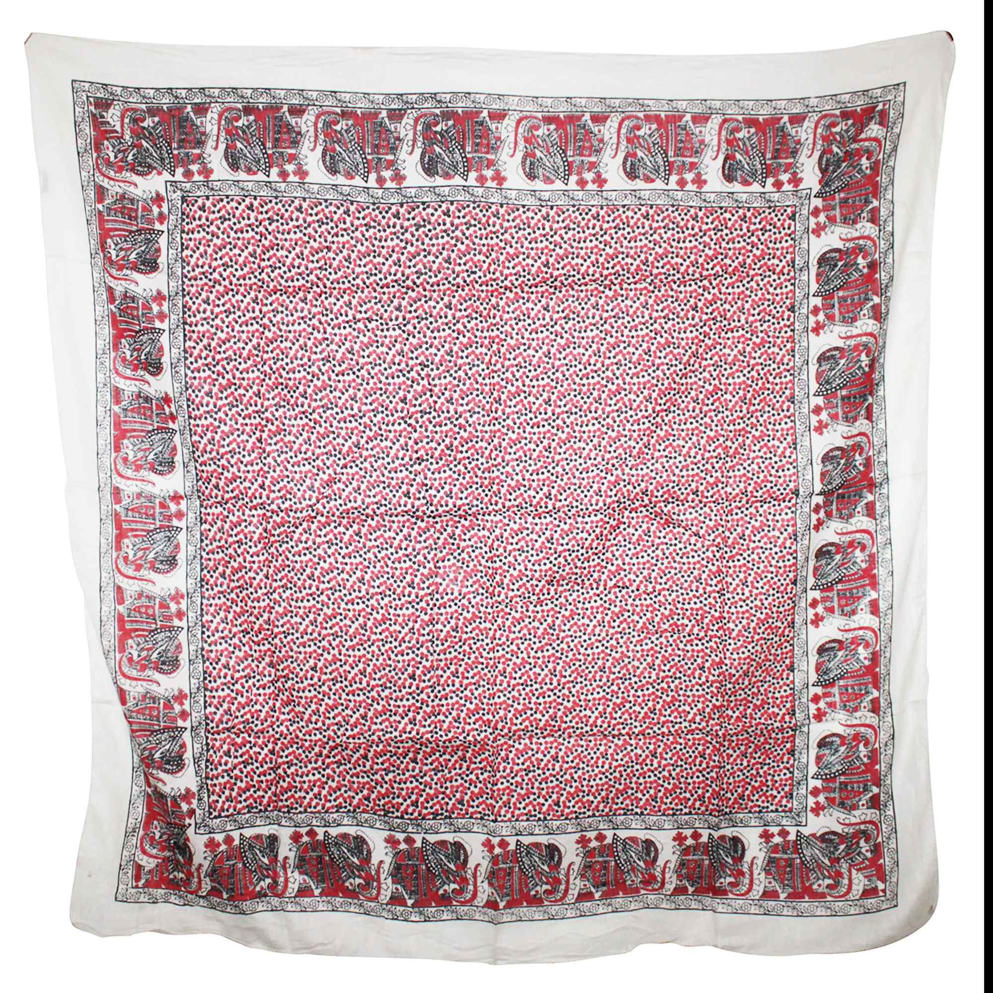 Tribal Trade GmbH – wholesale Halsduk - Unisex – Bomullsduk elefant vit röd-svart fyrkantig duk9