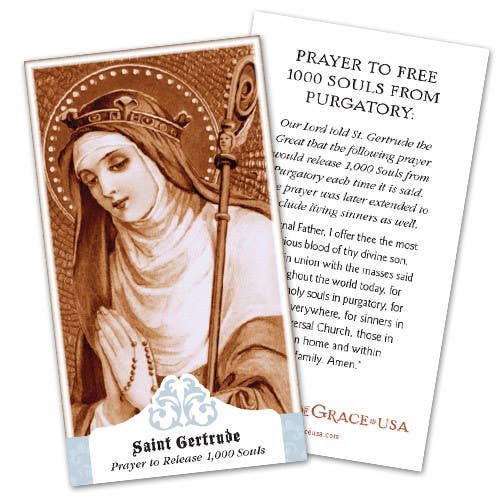 The Retro - a Full of Grace USA Company - Wholesale Religious Card - St Gertrude/Prayer to Release Souls from Purgatory Holy Card