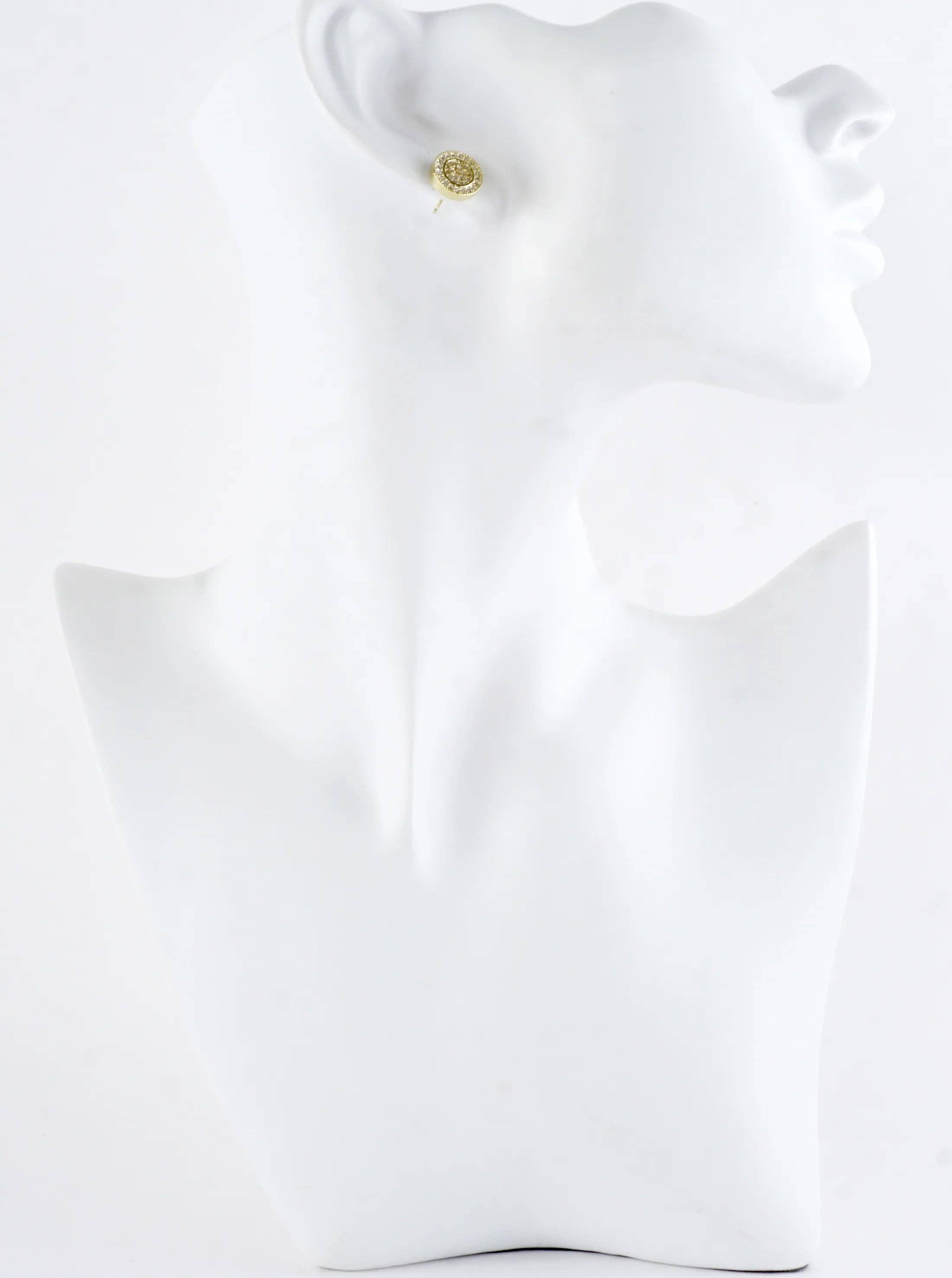 Wild Honey - Wholesale Stud/Post Earrings - Double Circle Textured Pave Crystal Stud Earrings2