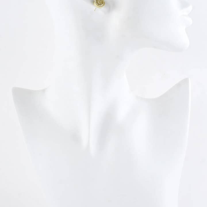 Wild Honey - Wholesale Stud/Post Earrings - Double Circle Textured Pave Crystal Stud Earrings2