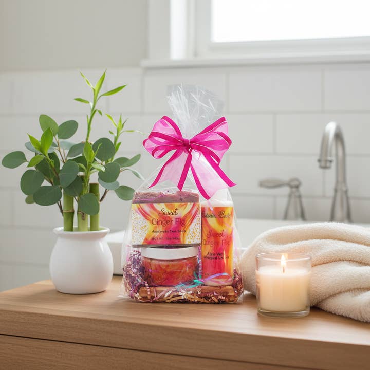 Botanica Basics Handmade Soap - Wholesale Bath & Body Set - Sweet Ginger Fig Bath and Body Gift Set6