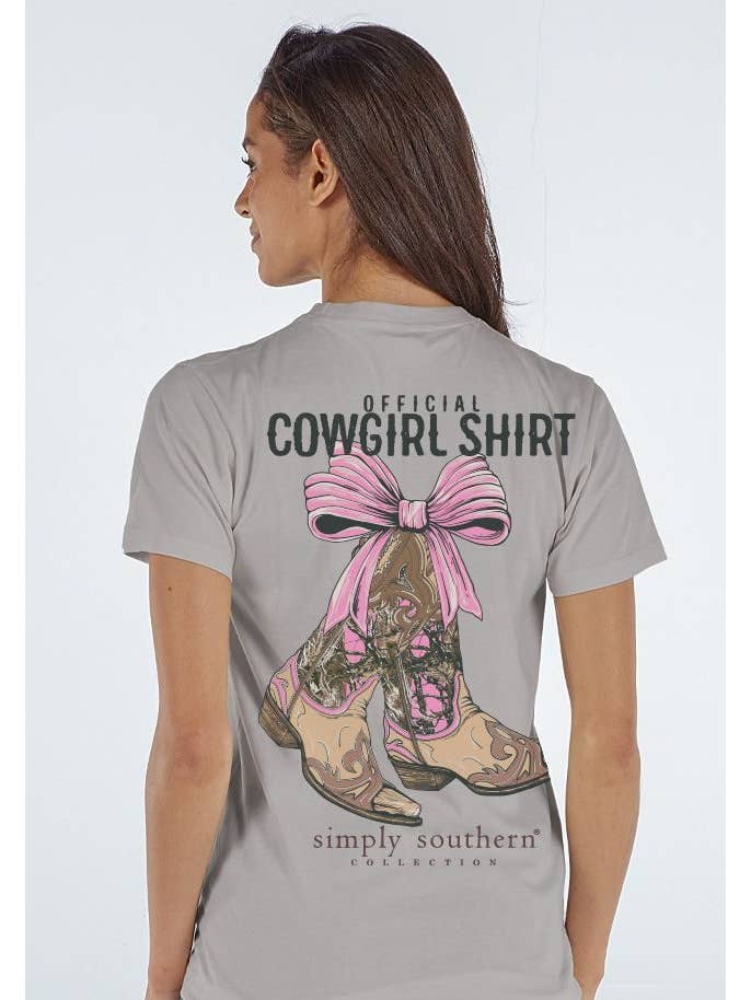 simply southern - Wholesale Screen Printed T-Shirt - Women's - SS-COWGIRLBOOT-FOG