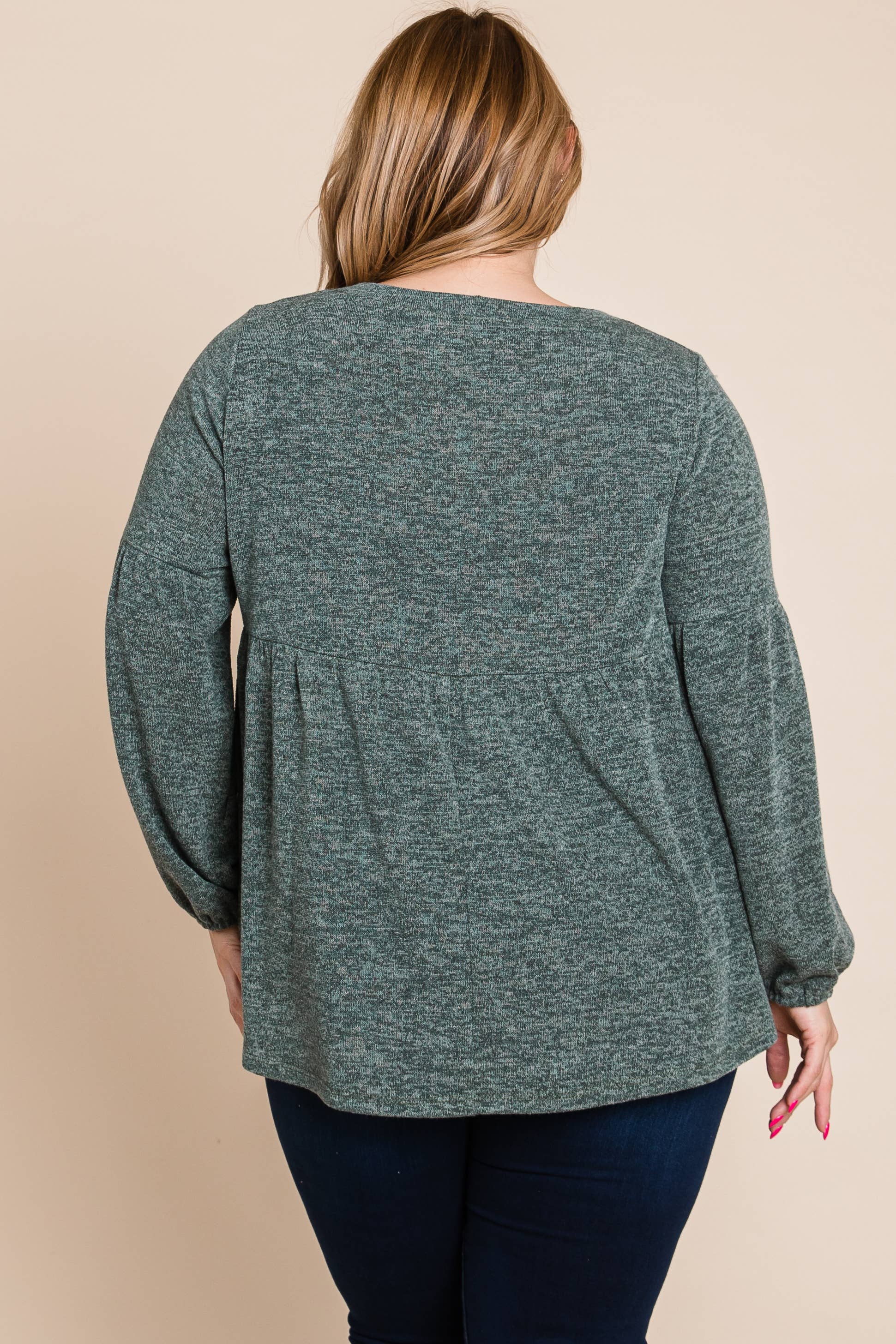 Oliva ETK-8849-PL Top babydoll in maglia bicolore taglie forti in vendita all'ingrosso su Faire6