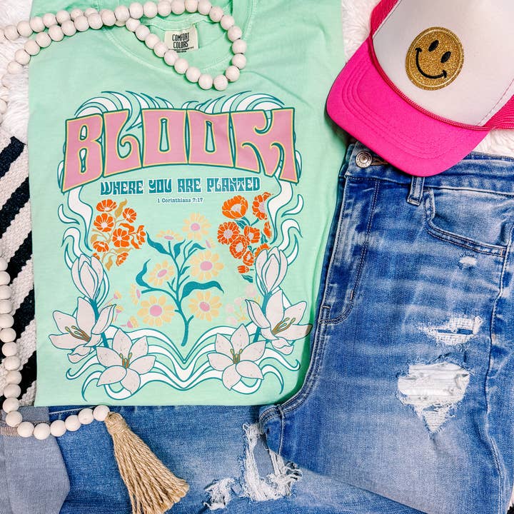 Bloom Where you are Planted Spring Faith Comfort Colors for wholesale by ZZ Threadz