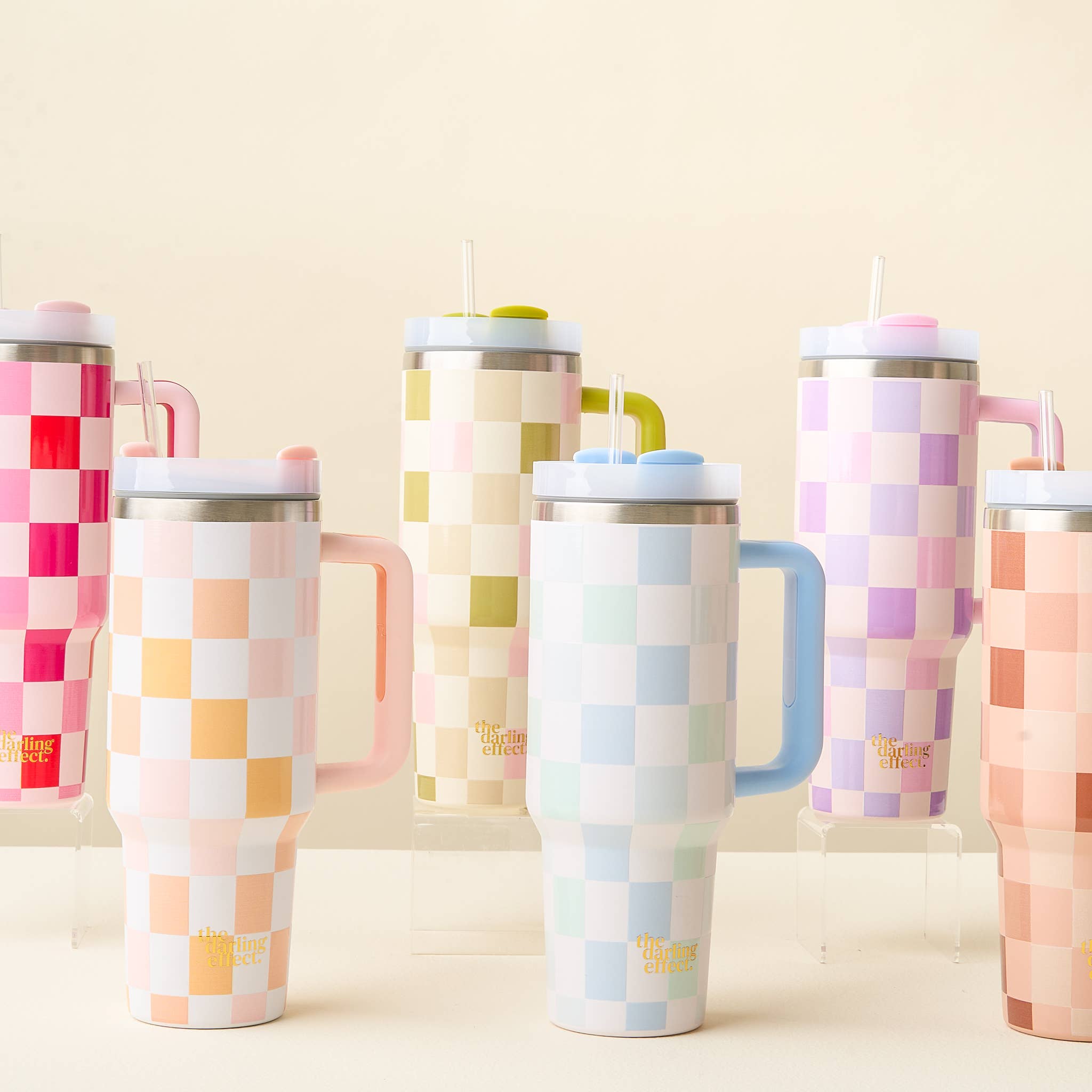 The Darling Effect - Wholesale Insulated Mug/Tumbler - 40 oz Take Me Everywhere Tumbler-Check Peach4