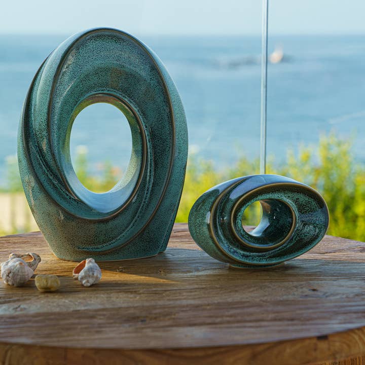 Pulvis Art Urns - Wholesale Urn - Cremation Urn "The Passage" - Large | Oily Green Melange4