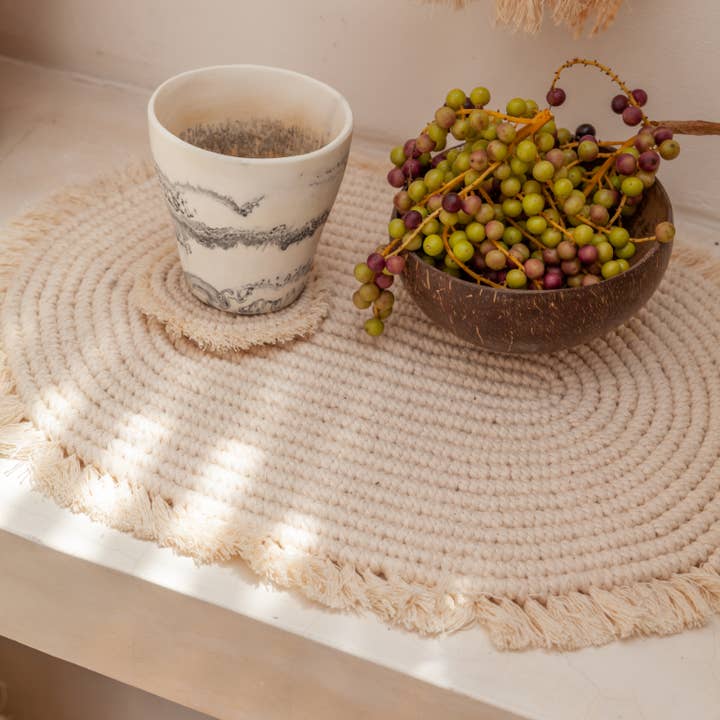 Village Thrive - Wholesale Placemat - Organic Cotton Macrame Placemat2