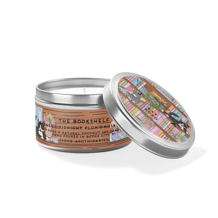 June Apothicarie - Wholesale Travel Candles - The Bookshelf 4oz Travel Candle