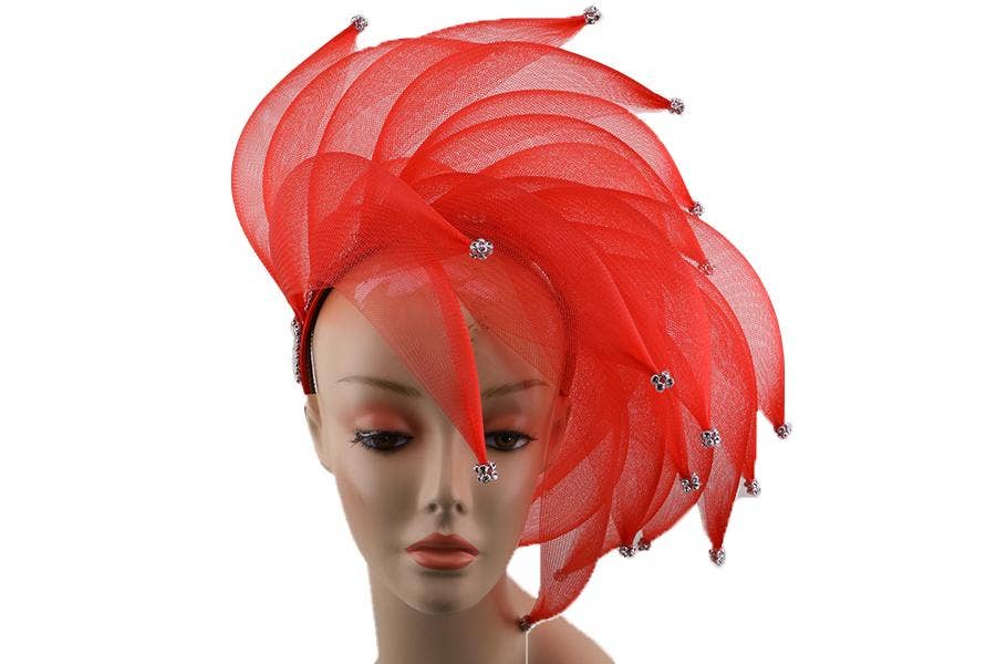 Charm Hats - Vente Chapeau bibi – femme - Accessoire à plumes en crin de cheval avec strass sur serre-tête #6790A1