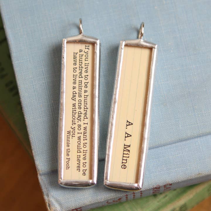 Jennifer Dahl Designs LLC - Wholesale Pendant/Charm Necklace - Winnie The Pooh Live To Hundred Literary Book Charm Necklace