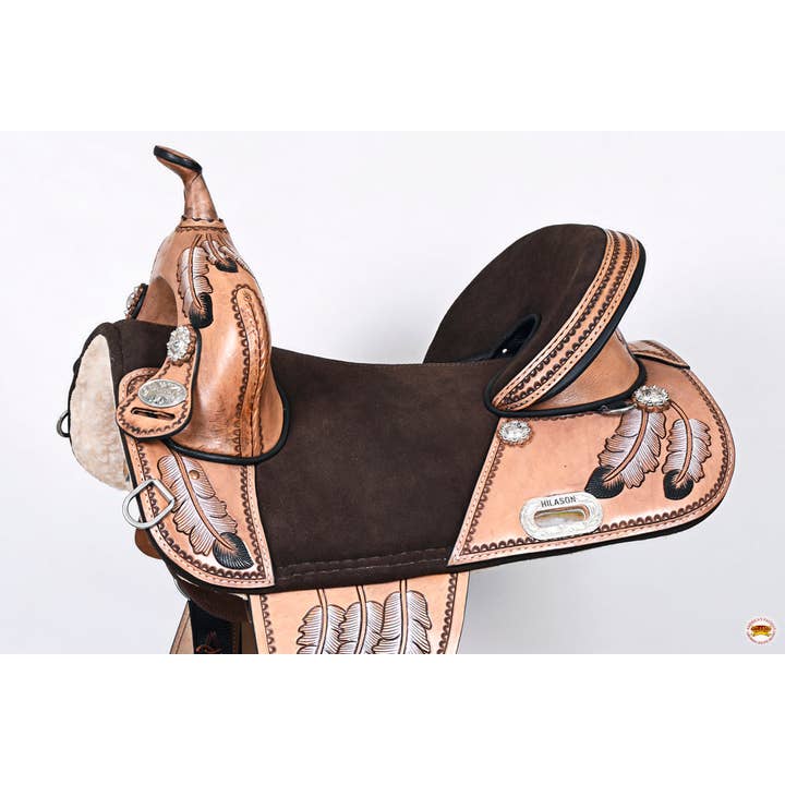HILASON - Wholesale Horseback Riding Gear - 15 In Western Horse Treeless Trail Barrel Leather Saddle Tan