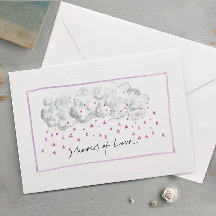 'Buien van Liefde' Stormachtige Wolken & Harten Kaart voor wholesale door Gabrielle Solly Illustration