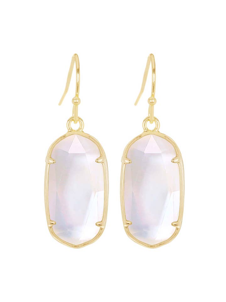 Mother Of Pearl Quartz Drop Earrings - GF for wholesale by Zoey Simmons
