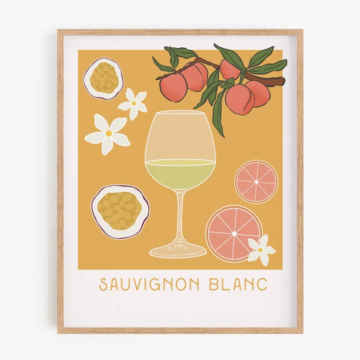 Cheers - Sauvignon Blanc Art Print for wholesale by Bean Horse Car Designs