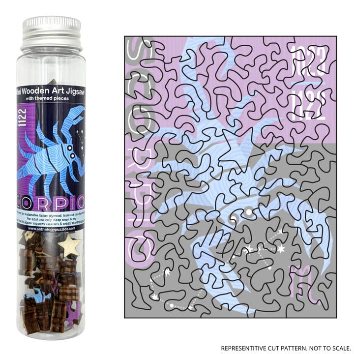 Anthology Puzzles – wholesale Puzzle – Adult – Zodiac Scorpio - Mini Wooden Jigsaw1