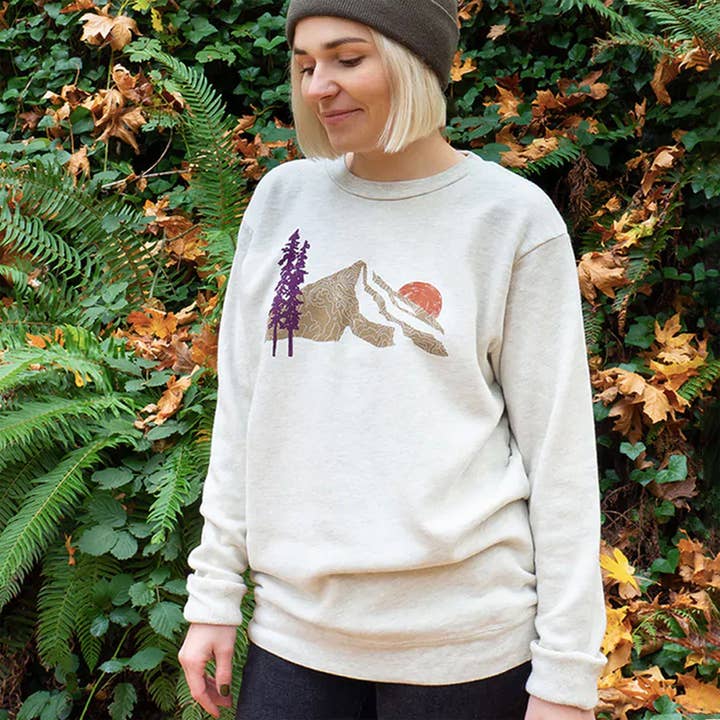 Tender Loving Empire - Wholesale Graphic Sweatshirt - Unisex - Mountain Topo Crew Sweater (Tri-Oatmeal)3