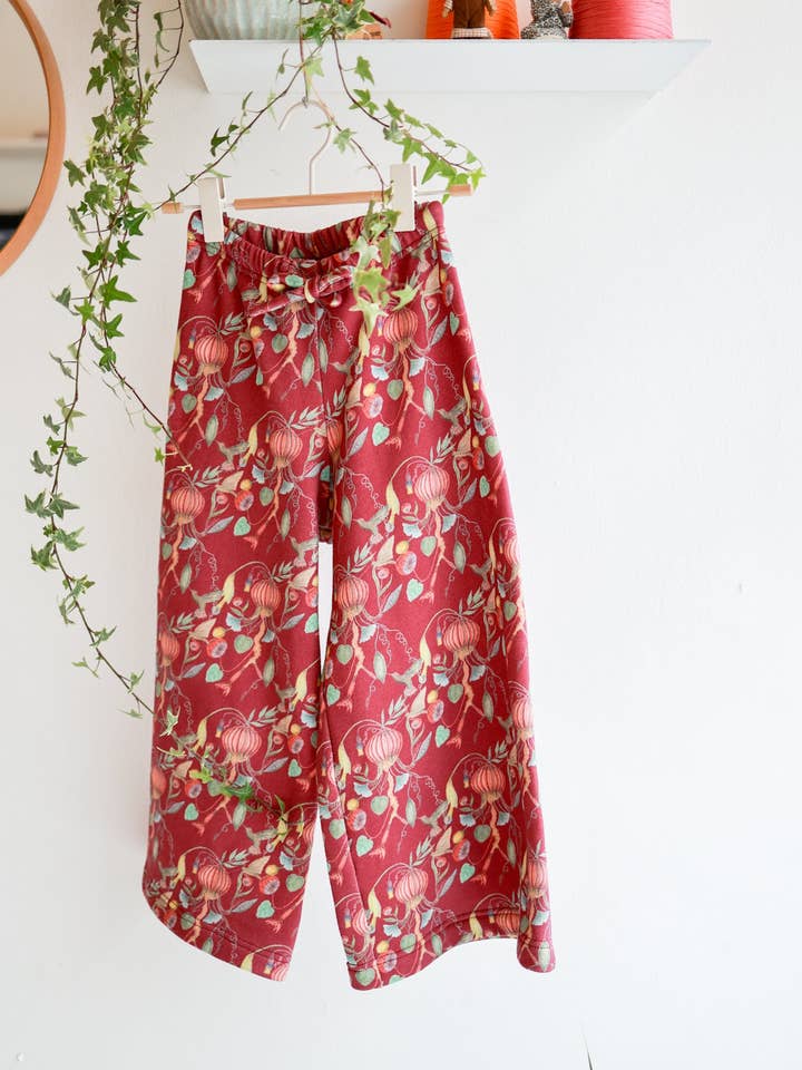 'Floral Medusa' Extra Wide Comfy Pants | wine for wholesale by aesthete-kidswear